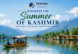 Snow-covered Kashmir landscape featuring Gulmarg, Srinagar Dal Lake, Pahalgam, and Sonmarg during winter 2026.